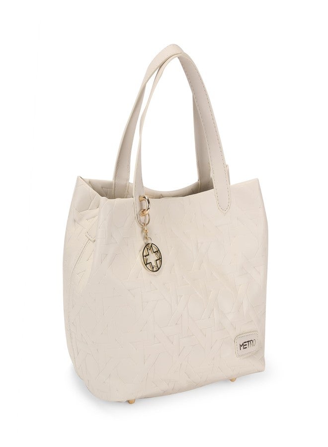 Metro Women's Off/White Woven Satchel Bags(66-653) - Image 3